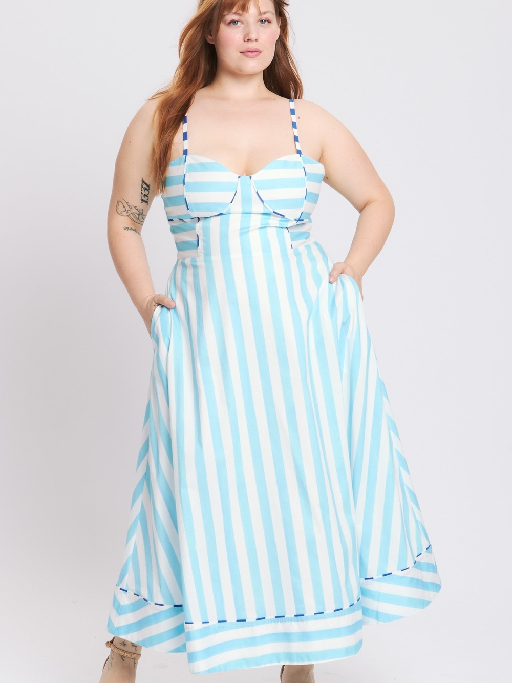 Rachel Antonoff Harper Midi Dress – Blue Stripe – NWT 1X